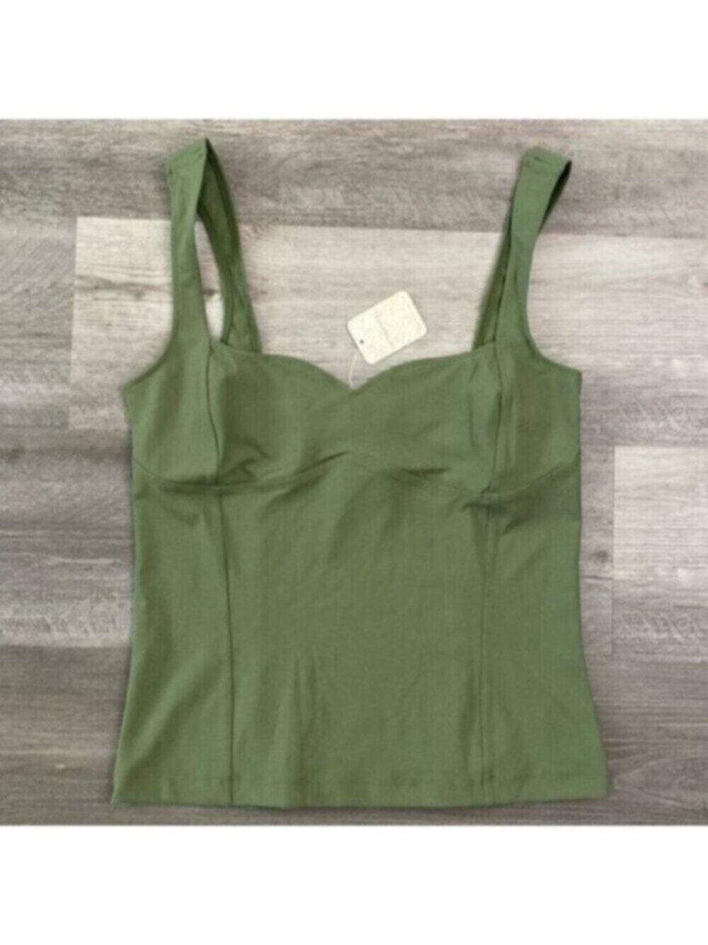 Free People Tank Womens Medium Green Somewhere Sometime Evergreen Woods Cami Top